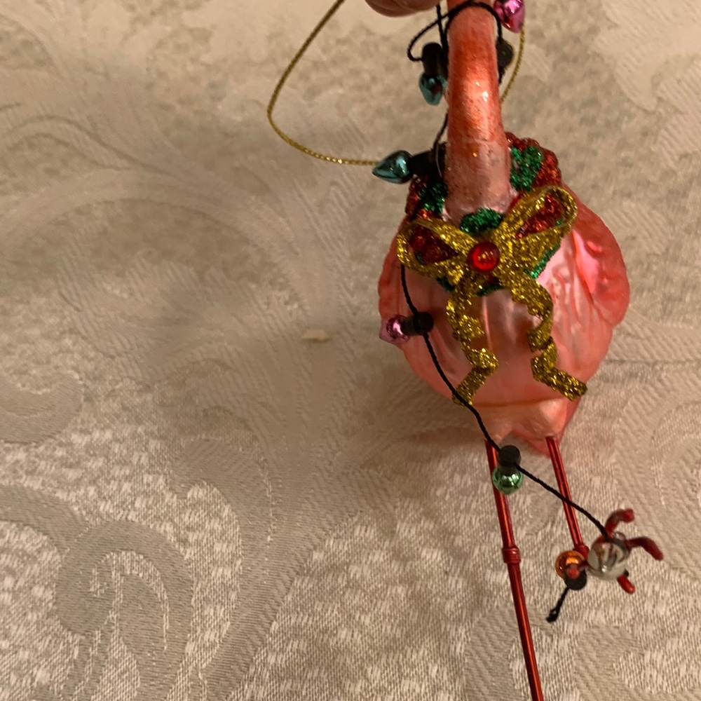 Festive Flamingo Ornament with Santa Hat - Picture 6 of 8
